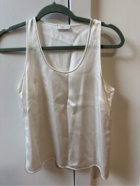 Peserico White Satin Scoop Neck Camisole